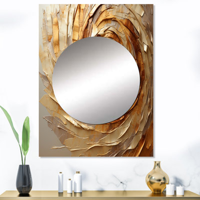 Brun doré, spirale moka - spirale abstraite, miroir mural, art brun