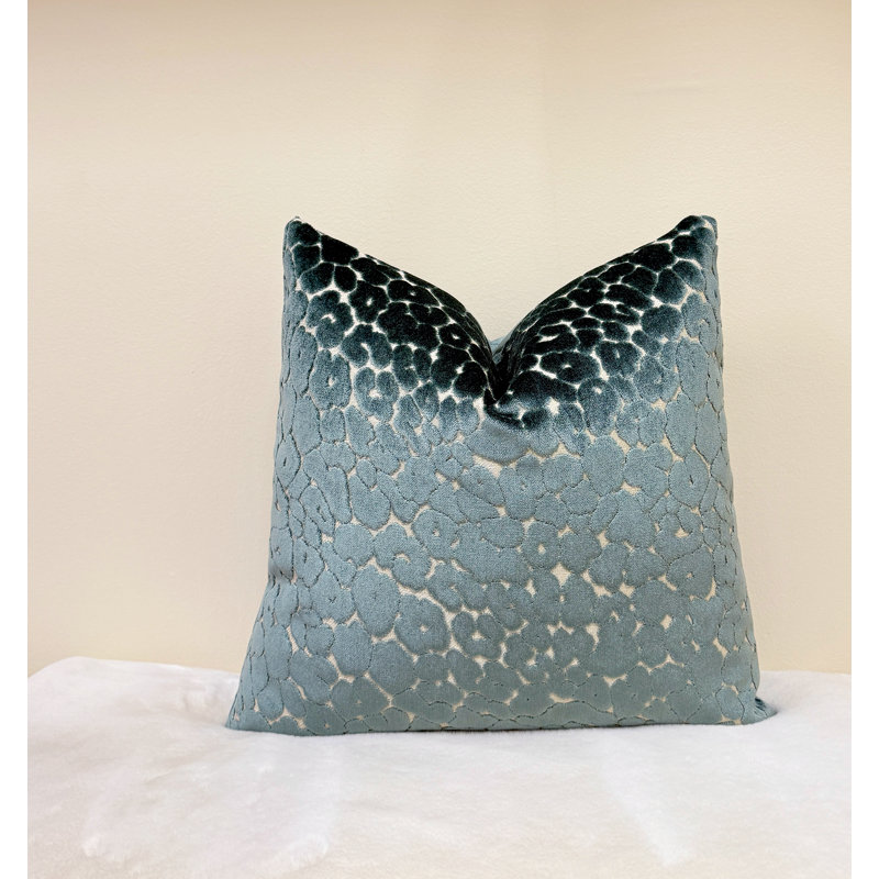 Animal Print Velvet Throw Pillow Cover, 20"H x 20"W, Sea Glass