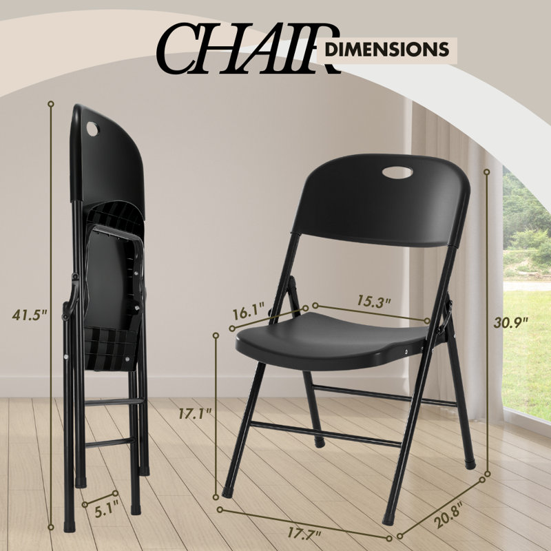 Chaise pliante en plastique robuste, Noir