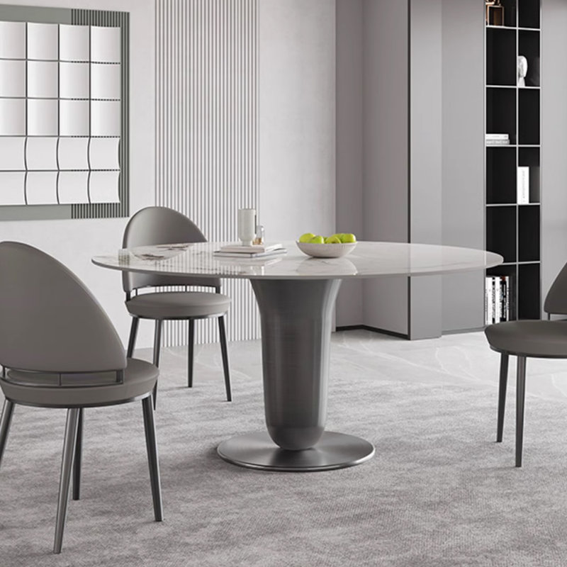 Takuto Round Metal Base Dining Table, 29.53"H x 59.06"L x 59.06"W