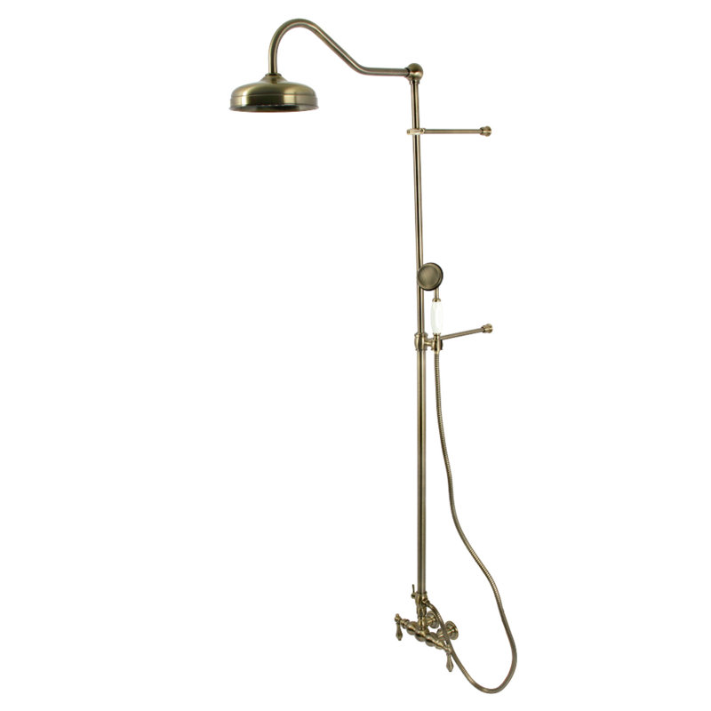 Kingston Brass Vintage Tub Wall Mount Rain Drop Shower System with Hand Shower, Antique Brass