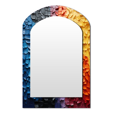 Minimalisme arc-en-ciel Prismatic Dreams I - grand miroir arc arc-en-ciel, décor de miroir mural asymétrique traditionnel, art en métal imprimé