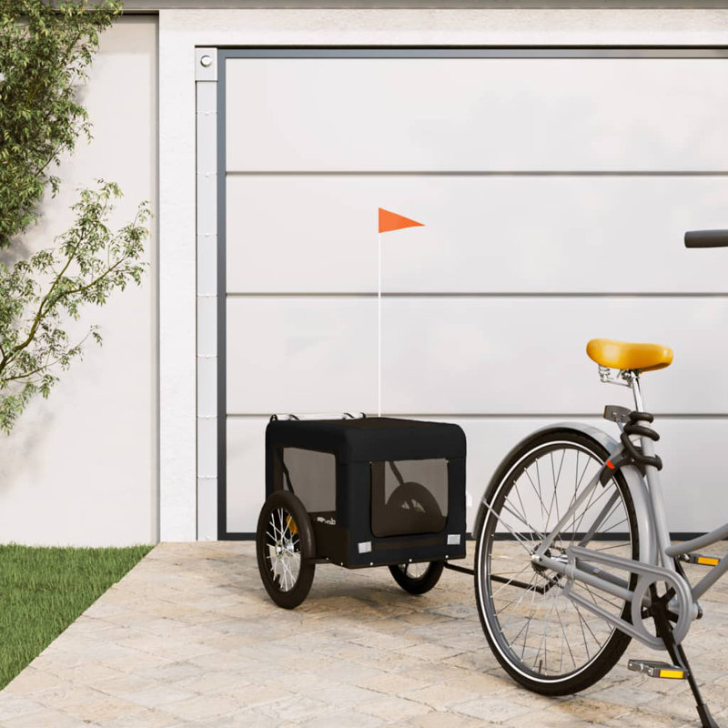 Pet Bike Trailer Oxford Fabric and Iron, 63 x 123 x 66 cm, black