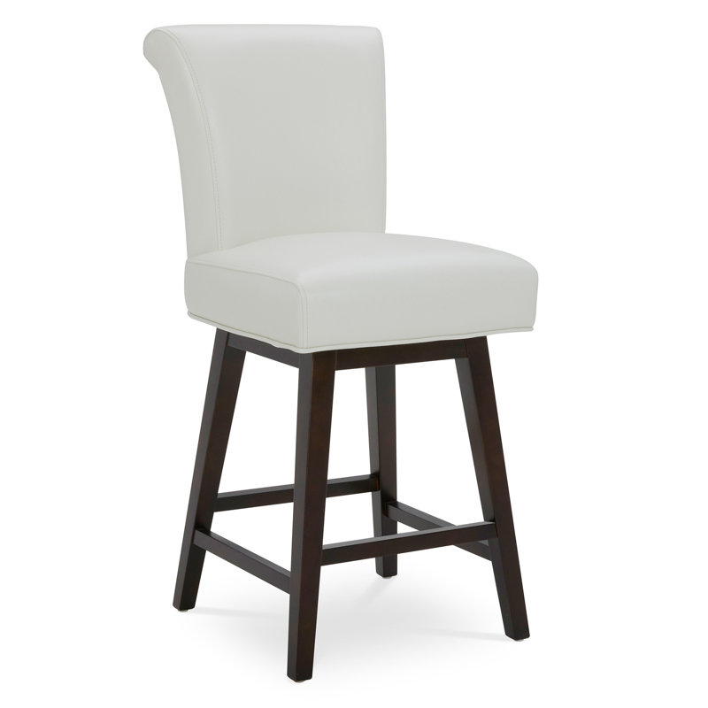 Alanys Swivel Upholstered Counter Stool, Pure White