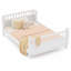 Lit plateforme double en bois pleine grandeur avec clôture de sécurité et profil bas, blanc-763259637-763259636