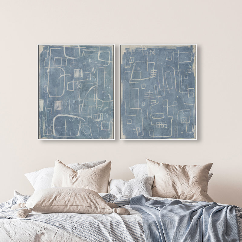 Lines and Ideas Set Canvas Abstract Print by Oliver Gal, Black Frame, 16 x 20, 31"H x 37"W, White Floater Frame