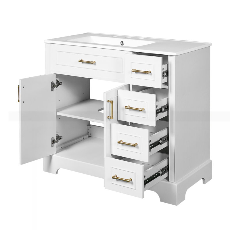 Meuble-lavabo de luxe 36 po avec lavabo en céramique