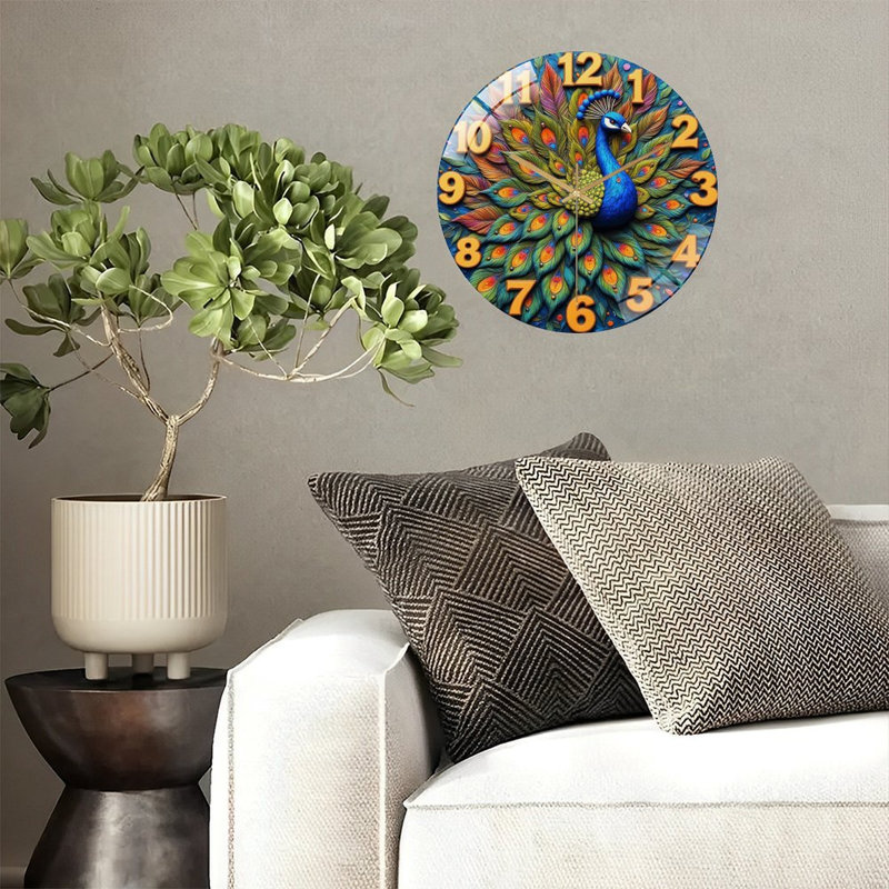 Horloge murale paon