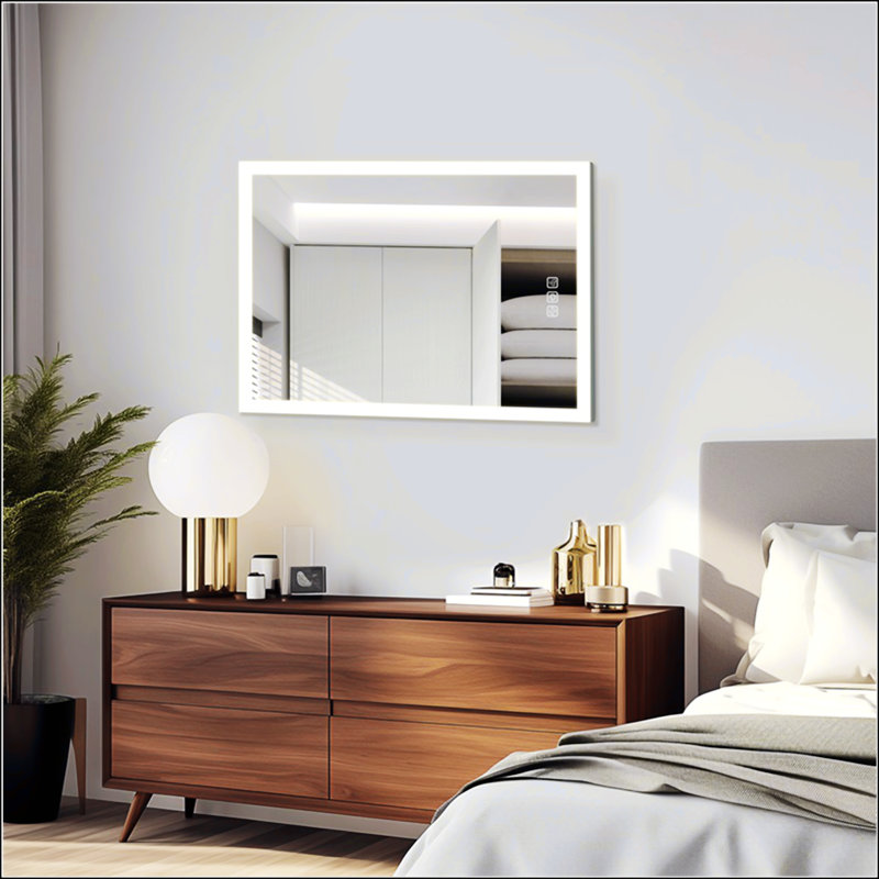 Miroir de salle de bain élégant et fonctionnel à DEL avec des caractéristiques avancées pour une expérience luxueuse