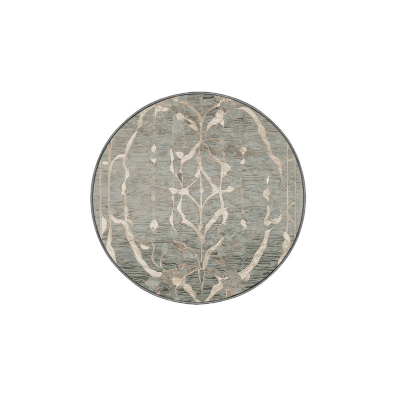 Machine Washable Gray Area Rug, Round 4'