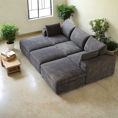 Compression Cloud Sofas, 102 Inch Corduroy Modular Couch For Modern Home
