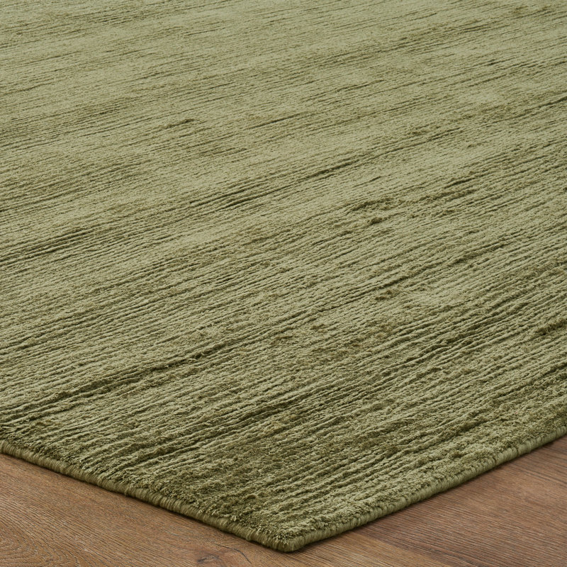 Lumiere Driftwood Natural Silk Hand Loomed Area Rug, Green, Rectangle 7'6" x 9'6"