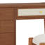 Ensemble de coiffeuse à maquillage en bois rétro avec prise de charge, port USB, tabouret, 3 tiroirs de rangement et 1 tiroir en rotin