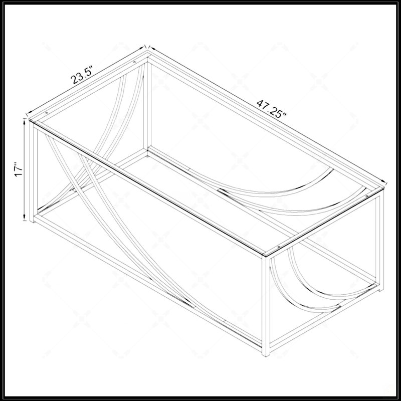 Table basse en verre et chrome avec pieds en métal