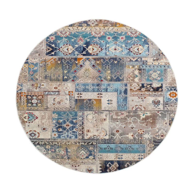Morvant Patchwork Indoor Rug, Round 5'
