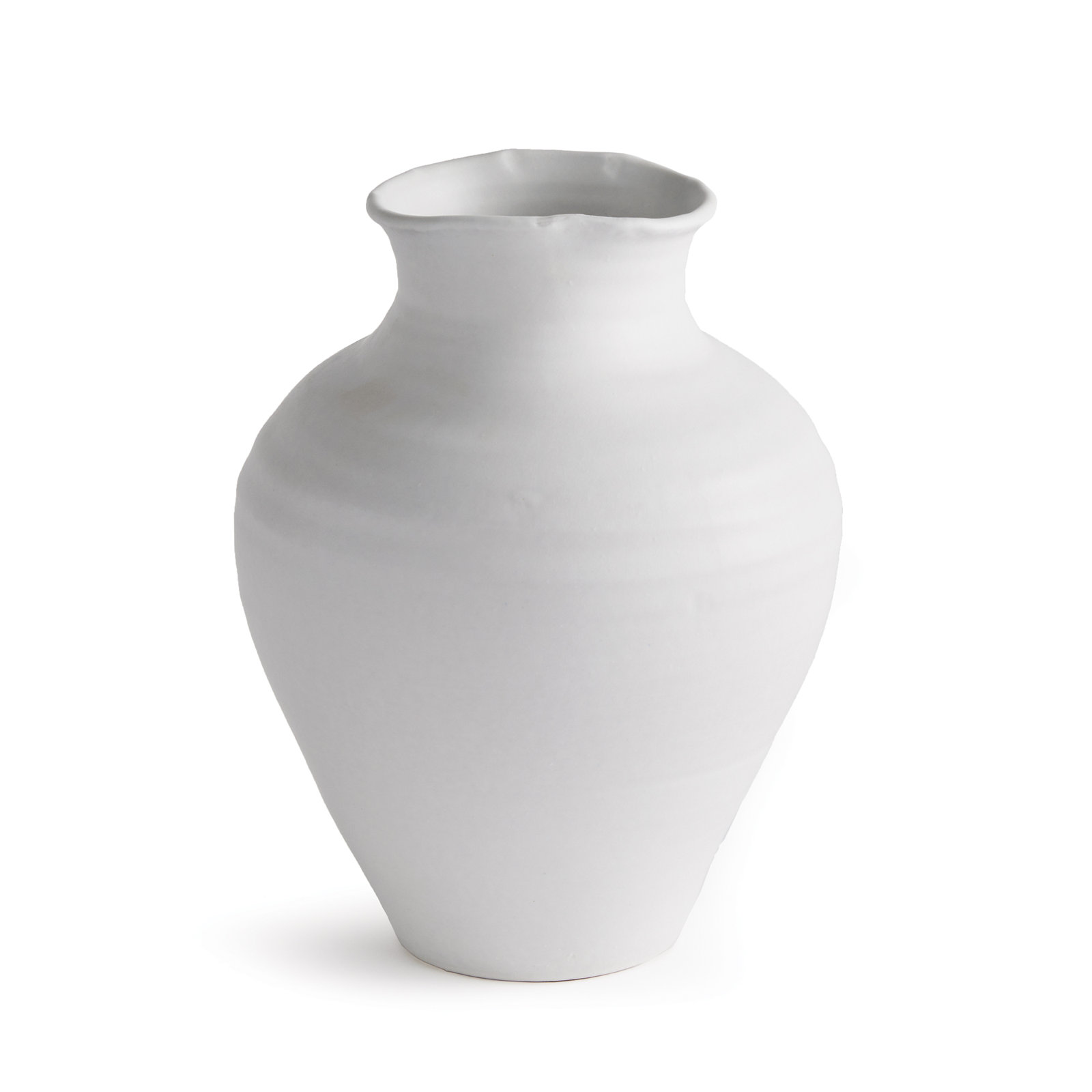 Ambretta Handmade Terracotta Table Vase, White, 14" H x 10.50" W x 10.50" D