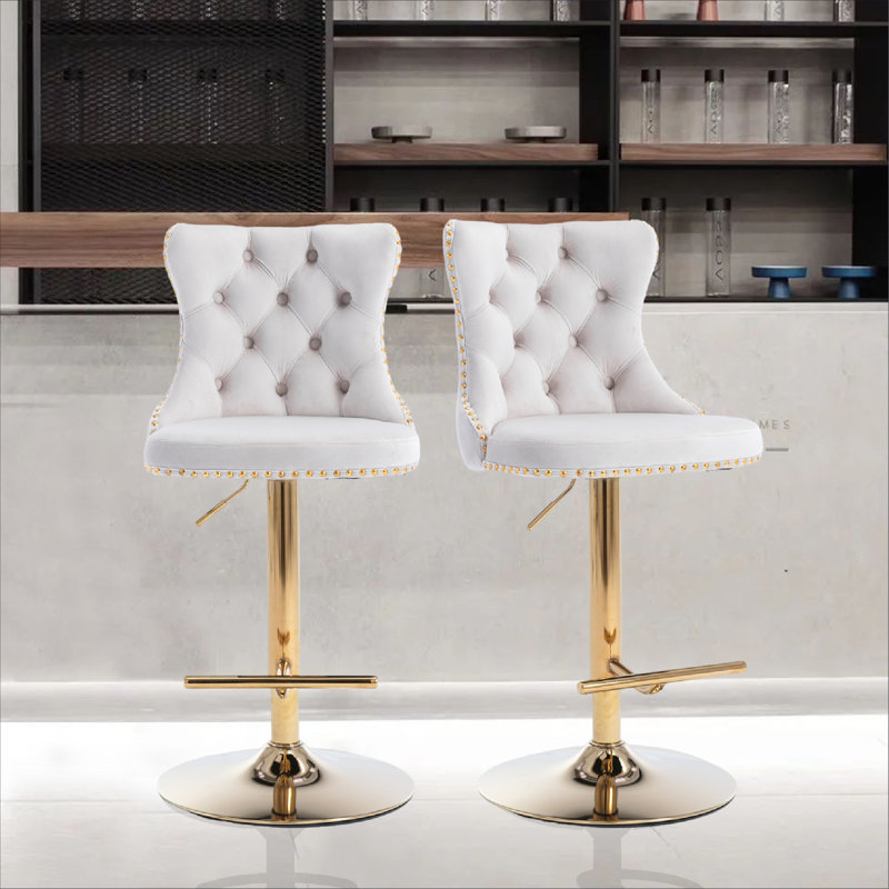 Tabouret de bar Kittrell, Beige, Or