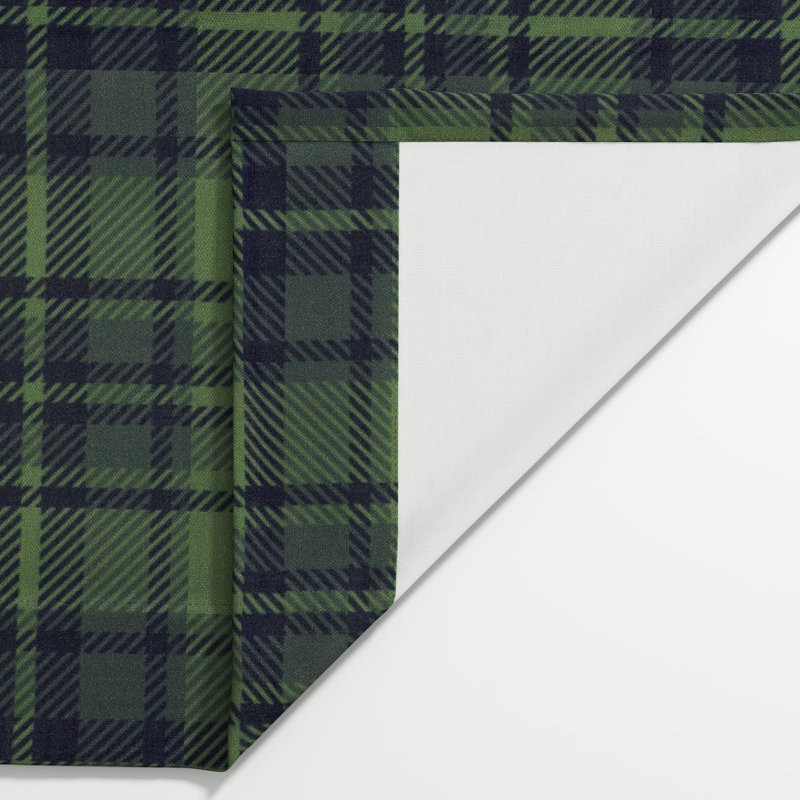 TWOPAGES Unlined Plaid Curtain Gingham Faux Linen Pinch Pleat Curtain, 26" W x 90" L, Evergreen