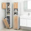 Rubber Wood, MDF, Fabric Freestanding Linen Cabinet