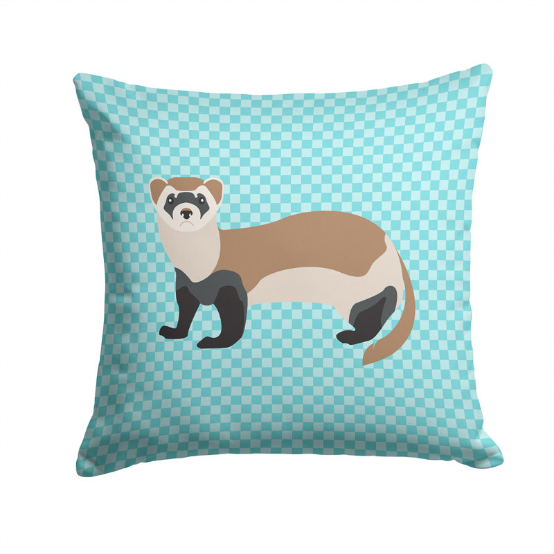 Coussin extérieur à damier de furet, Bleu, 14 po x 14 po