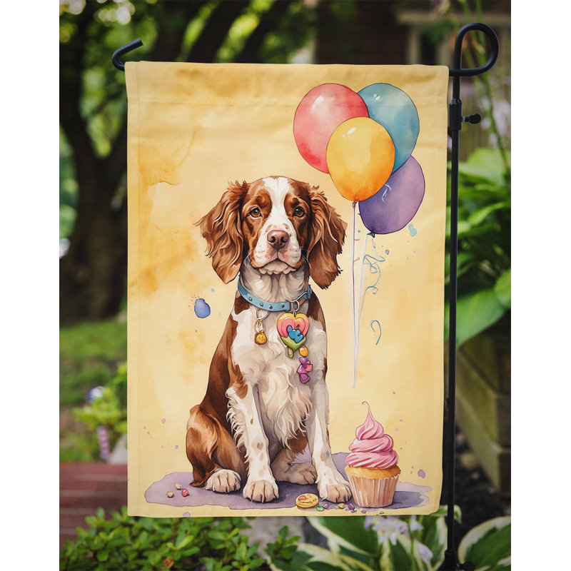 Drapeau de jardin «Happy Birthday», Épagneul Springer gallois