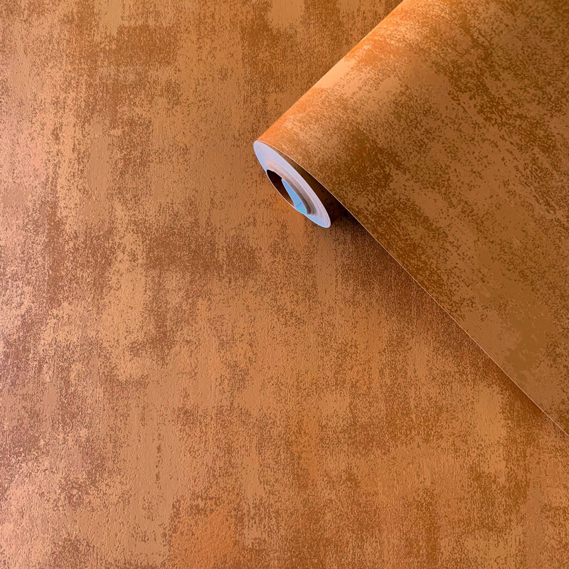 Nicely Boutique Collection Shimmery Tonal Plain 10.05m x 53cm Wallpaper Roll, Orange