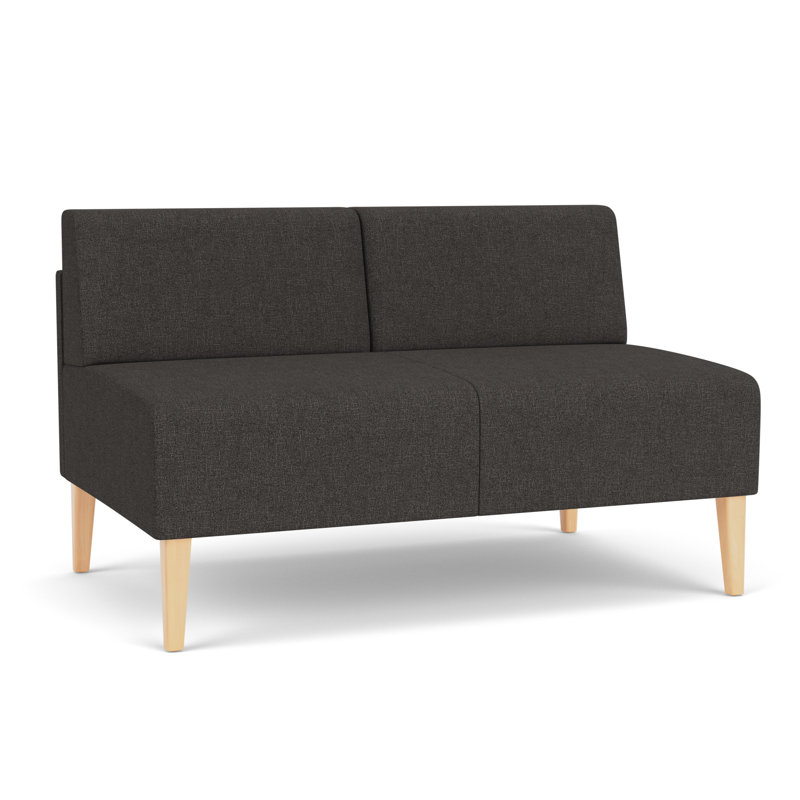 Causeuse sans accoudoirs Luxe Lounge, Bois naturel, Bleu fumé Archetype