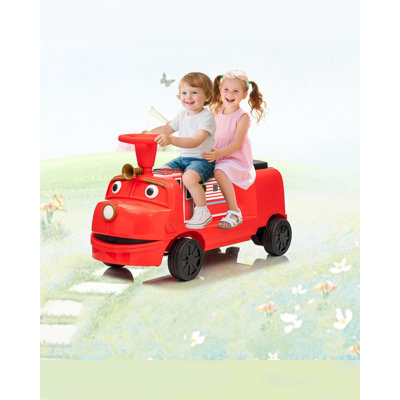 2 places 12V sur train sans rail, voiture pour enfants avec 2 vitesses, démarrage à un bouton, phares, klaxon, roues en caoutchouc, rangement supplémentaire pour les enfants