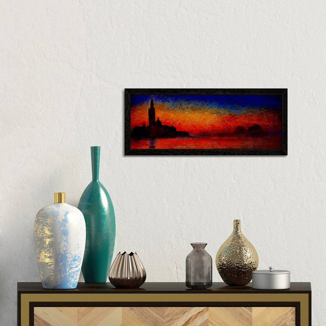 Sunset In Venice by Claude Monet - Floater Frame Painting on Canvas