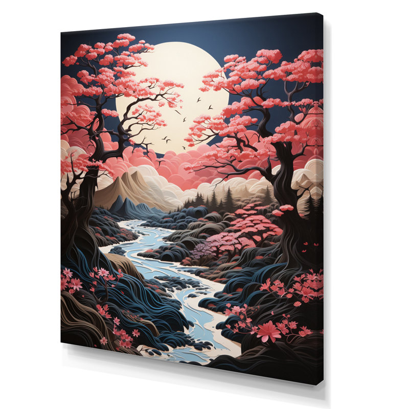 «Pink Forest Eernal Resilience Papercut», art mural sur toile, H 40 po x l 30 po x P 1,5 po, Toile tendue