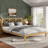 Full Size Solid Bamboo Platform Bed With X Design Headboard, Mid-Century Style, No Box Spring Needed, Sturdy Bamboo Bed Frame For Bedroom, Natural Finish-1692122576-1692122579