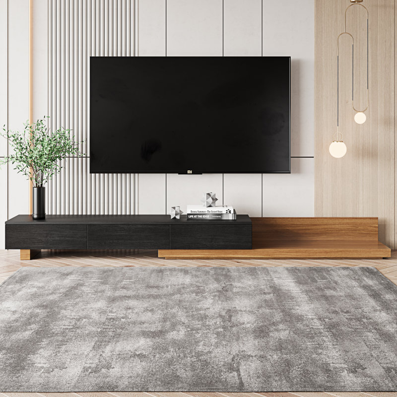Kesort Extendable TV Stand for TVs up to 85'' with Storage Drawers, Black/Brown