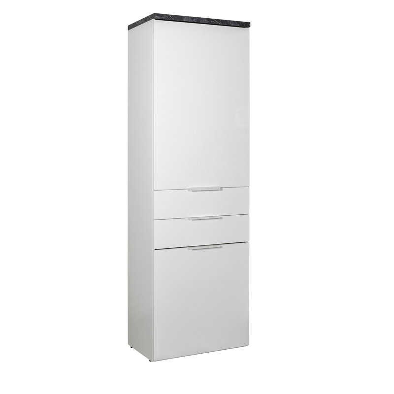 Mundi 2 Door Wardrobe, 190cm H x 61cm W x 36cm D, Glossy White/Grey