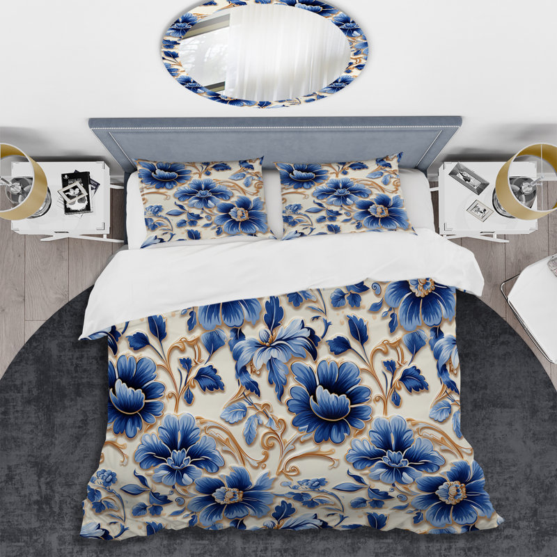 Ensemble de housse de couette Cobalt Mosaics Victorian, Housse de couette simple + 1 taie décorative stan