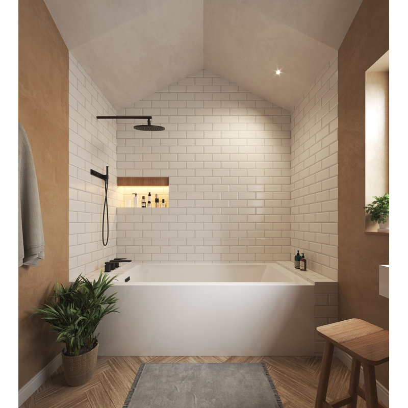 Grayley 66'' x 32'' Soaking Acrylic Bathtub, Left, Matte Black