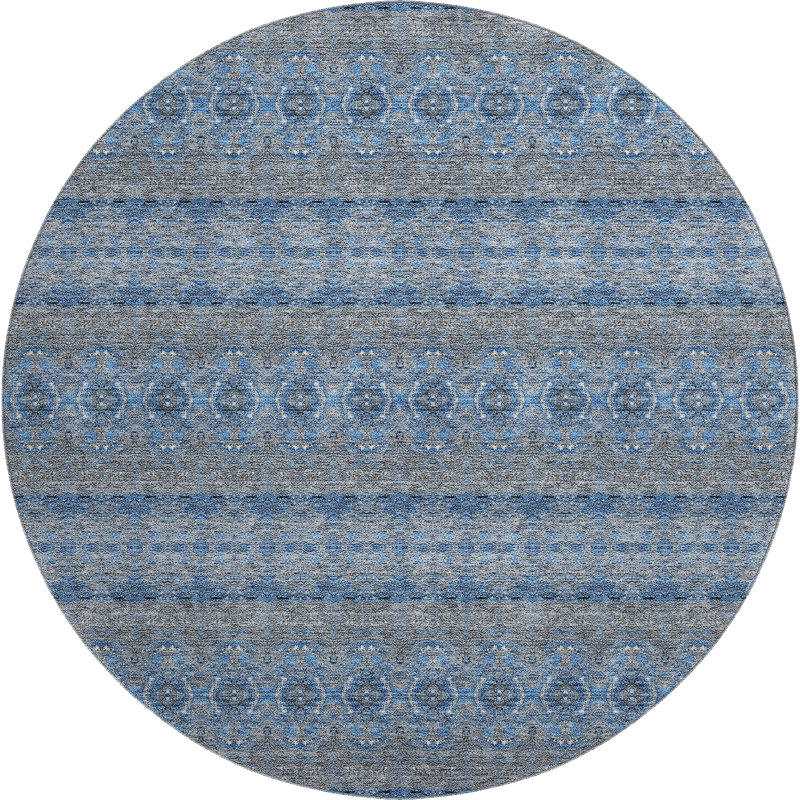 Premium Machine Washable Cerrito Navy Rug, Round 8'