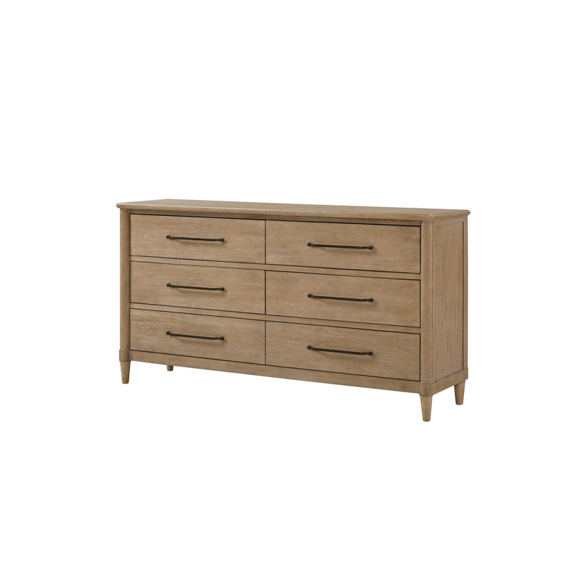 Sand Finish 6-Drawer Dresser with Felt Lined Top Drawers