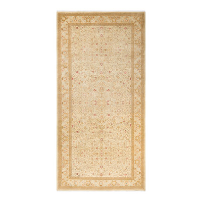 Tapis beige / rouge noué à la main de conception unique 6 pi 3 po x 12 pi 7 po Keller