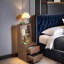 Table de chevet intelligente avec veilleuse à commande vocale, prise de courant et ports de charge USB, armoire de rangement verrouillable et tablettes ouvertes, table de chevet moderne en bois pour la chambre à coucher