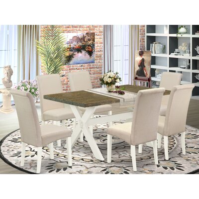 Aimy 7-Pc Kitchen Dining Room Set - 6 Upholstered Dining Chairs And 1 Modern Cement Dining Table Top -  Winston Porter, CC1B8FD4811C4B578B29D6A7546277A0