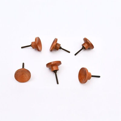 Brown Concave Wooden Knob – Set of 6