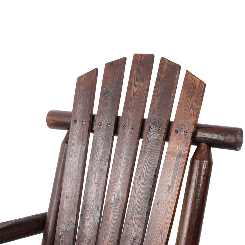 Chaise berçante de patio en bois avec grand dossier, Brun