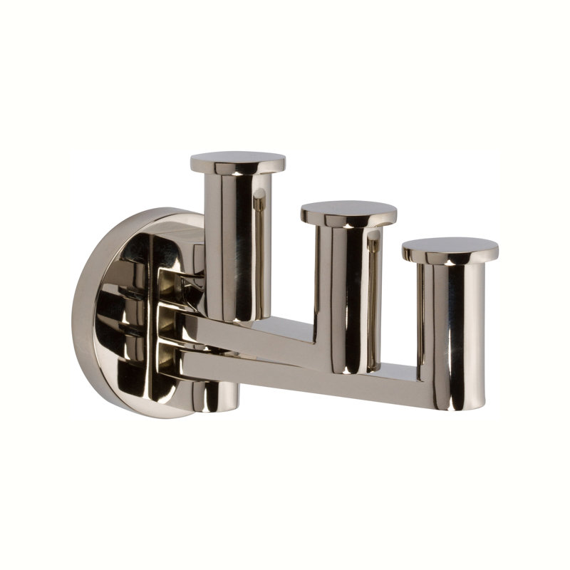 Kubic Pivoting Triple Robe Hook, Polished Nickel