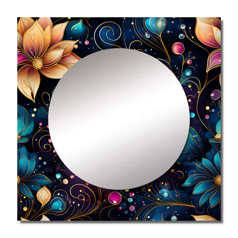 Moroccan Dream Boho Pattern Aluminum Square Mirror, 36" x 36"