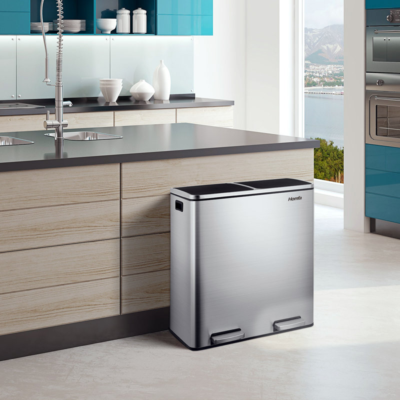 Steel Step On Kitchen Trash Can - 60L