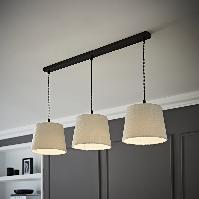3 - Light Matte Black Pendant, Cream