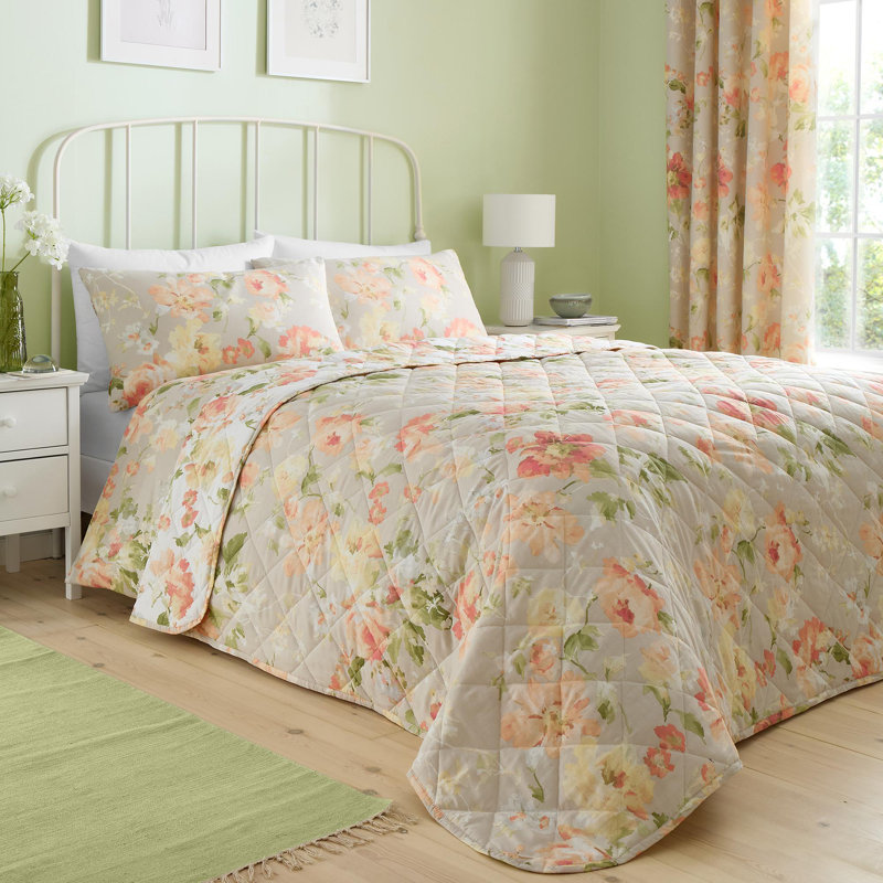 Flourette Cotton Blend Bedspread, Natural