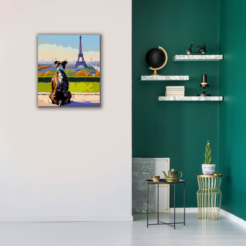 "Epic Graffiti" Eiffel Pittie "par Dean Russo, art mural sur toile, 26 po x 30 po