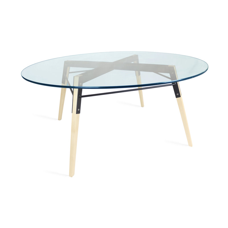 Ross Glass Top Coffee Table, Maple/Black