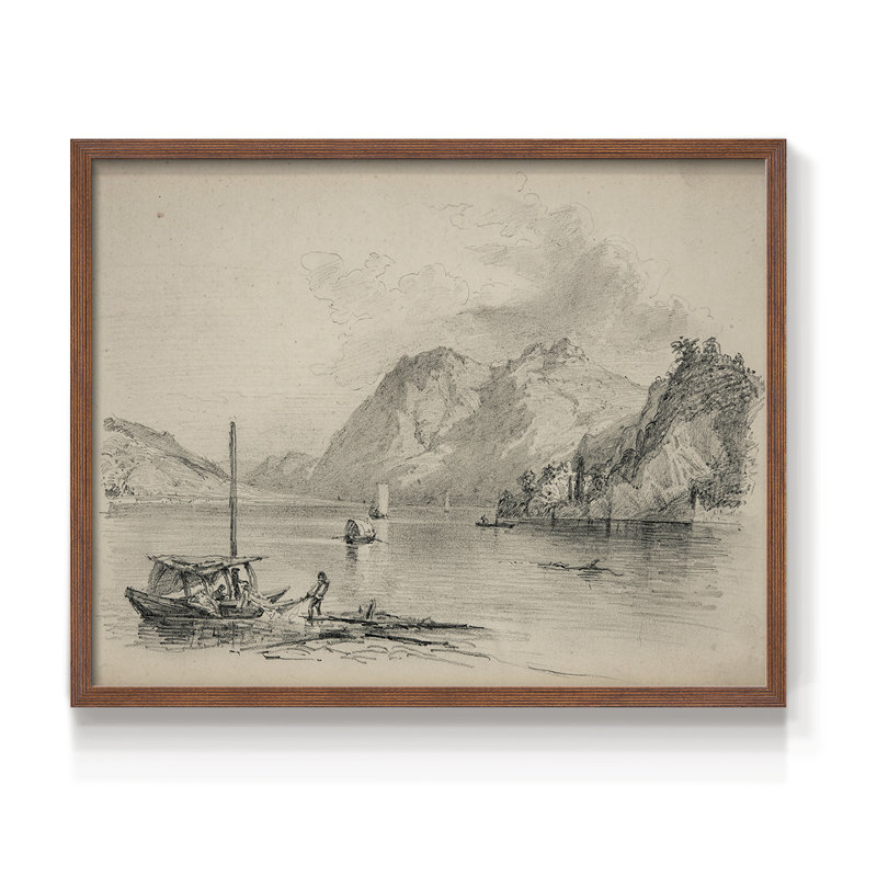 Croquis rétro - LXIX - Reproduction encadrée - Restickable, H 11 po x l 14 po, Noyer